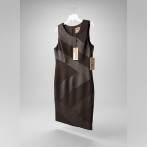 NWT NUE by Shani Black Midi Dress – Sleek Panel Sheath Cocktail Size 12